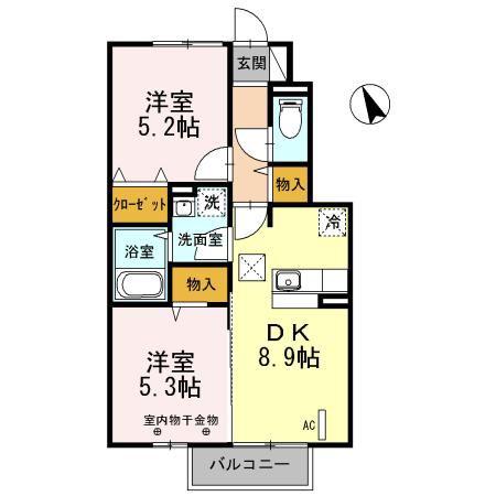 アベリア358(2DK/1階)の間取り写真