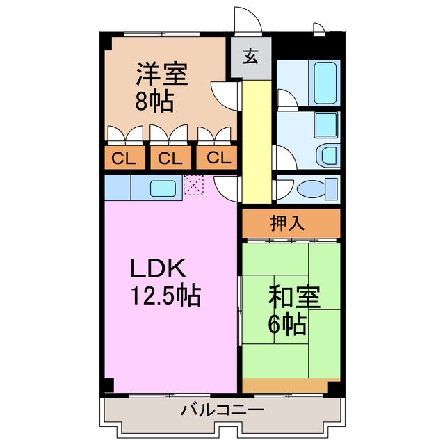 スタスィオン滝ノ水(2LDK/2階)の間取り写真
