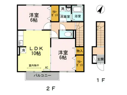 サニーコート船越I(2LDK/2階)の間取り写真