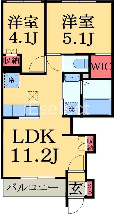ベルフラワー(2LDK/1階)の間取り写真