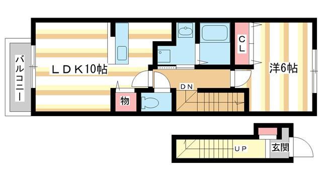 プロムナードII(1LDK/2階)の間取り写真