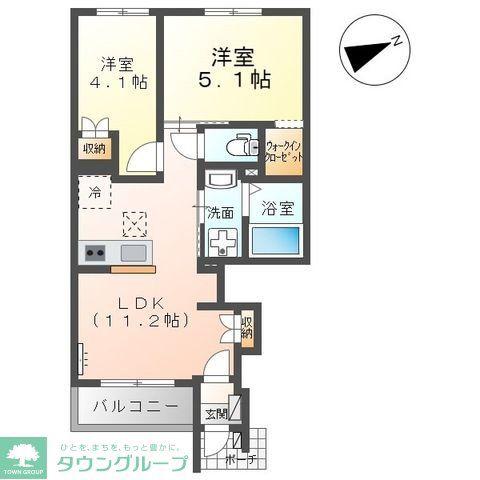 ベルフラワー(2LDK/1階)の間取り写真