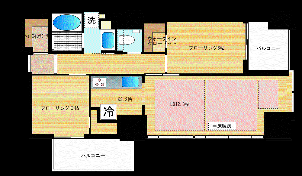 中野ツインマークタワー(2LDK/21階)の間取り写真