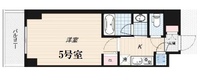 QCフラット北堀江(1K/6階)の間取り写真