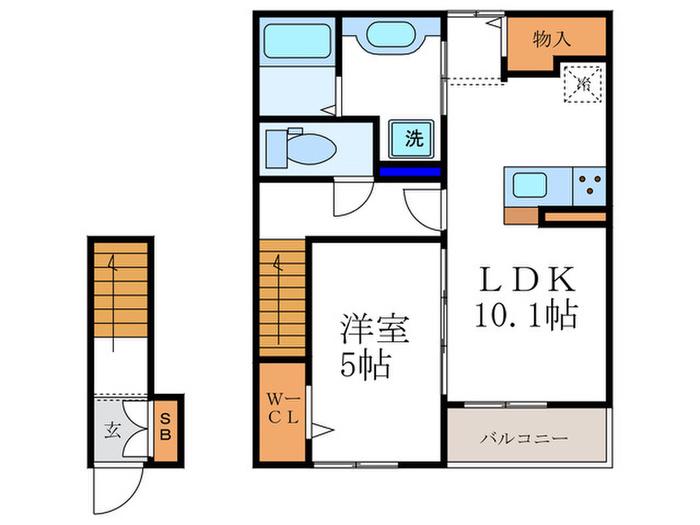 セゾン・TERRE(1LDK/2階)の間取り写真