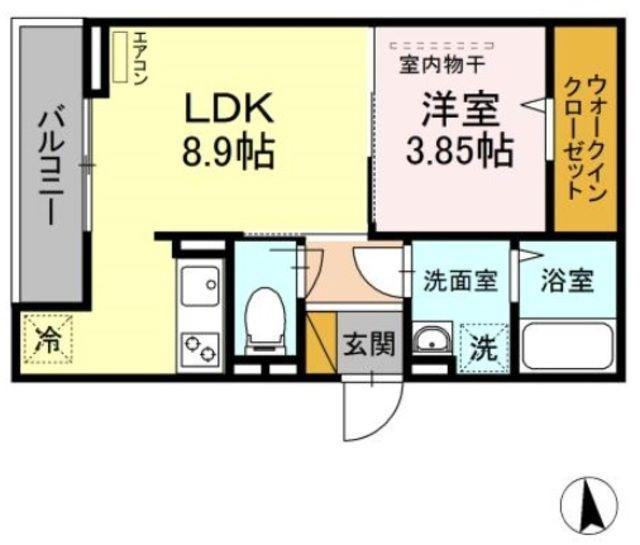 CASA MIA(1LDK/3階)の間取り写真