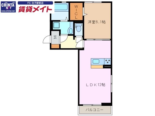 伊勢鉄道 玉垣駅 徒歩22分 3階建 築9年(1LDK/3階)の間取り写真