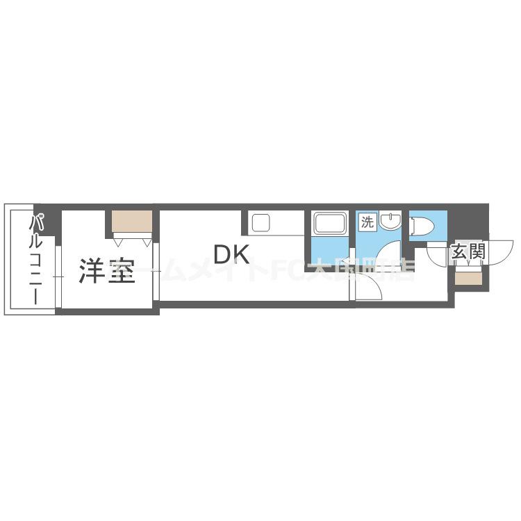 ALIVIS新町(1DK/8階)の間取り写真