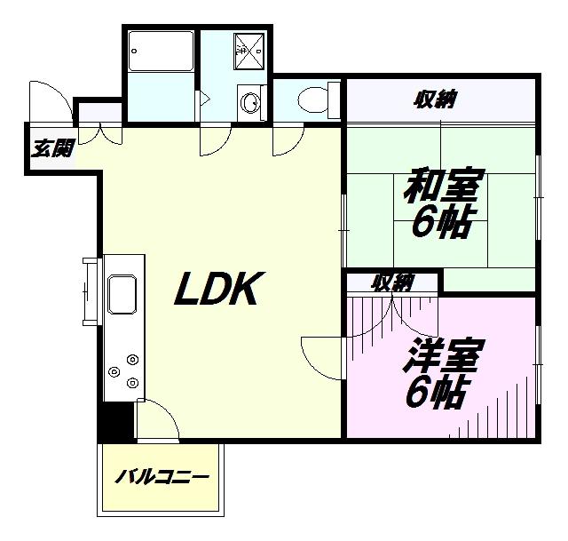 台町マンション(2LDK/3階)の間取り写真