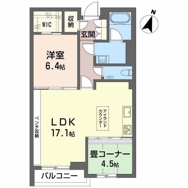 AZUR米山(2LDK/1階)の間取り写真
