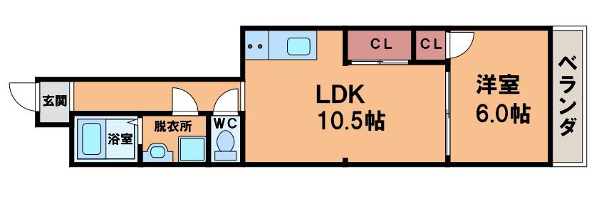 メゾン南桃園(1LDK/4階)の間取り写真