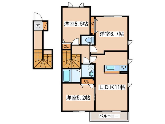 ROCKWELL B(3LDK/2階)の間取り写真