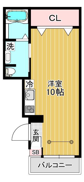フェリーチェ一橋学園(ワンルーム/1階)の間取り写真