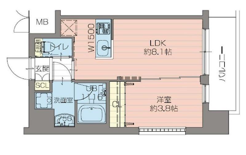エスタート御幣島(1LDK/2階)の間取り写真