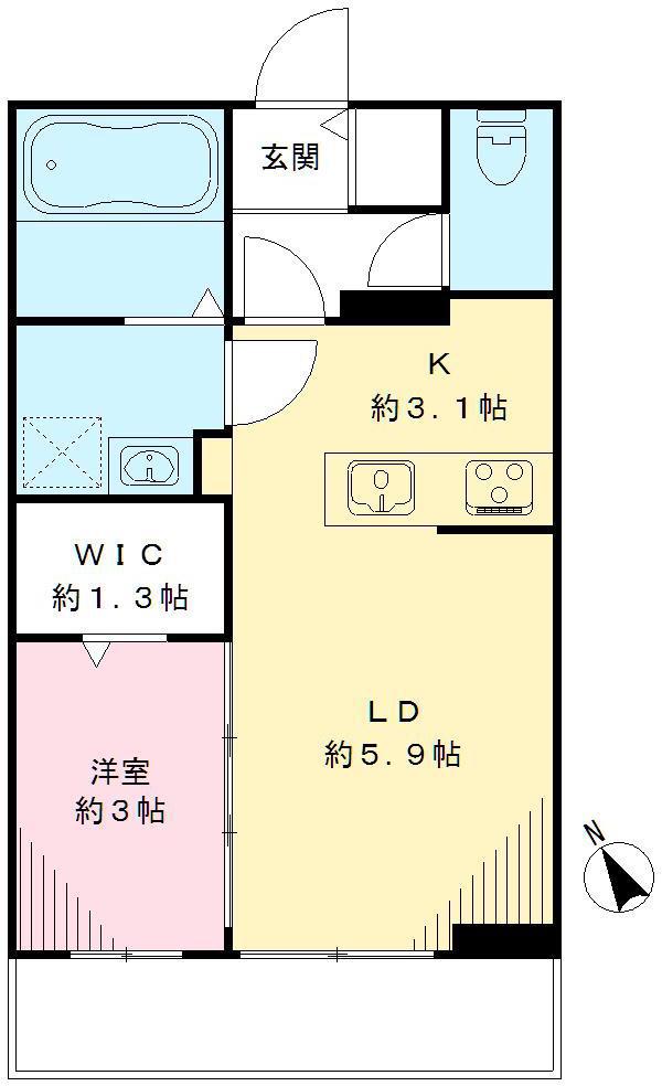 クロシェット赤塚(1LDK/3階)の間取り写真
