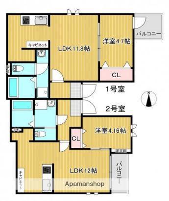 DELICA次郎丸(1LDK/2階)の間取り写真