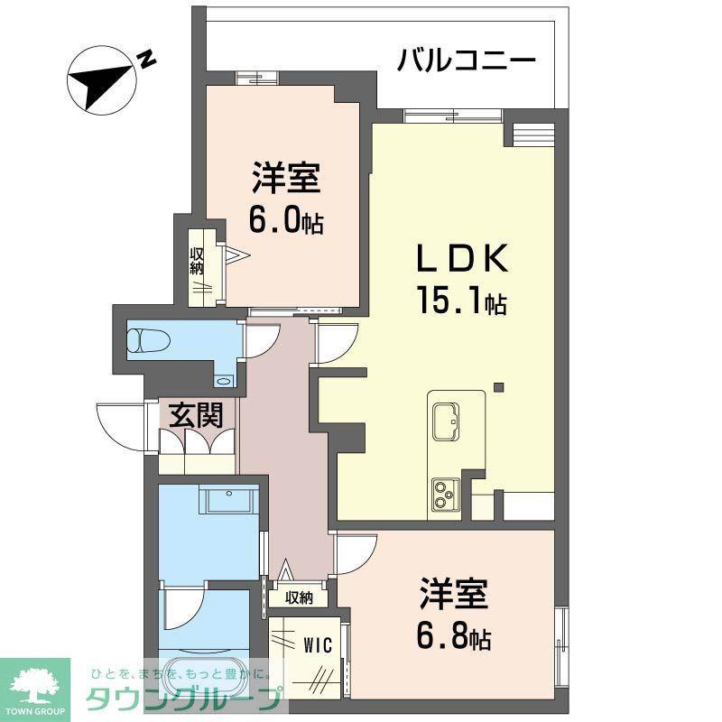 グランセレーノ 大井仙台坂(2LDK/3階)の間取り写真