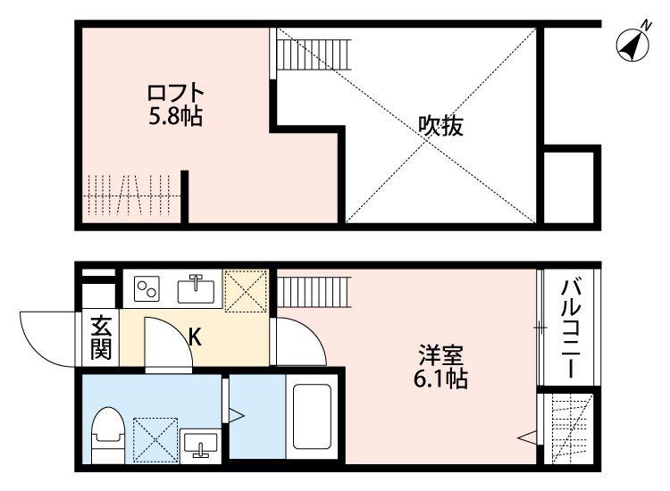 リヴェール中央林間(1K/1階)の間取り写真