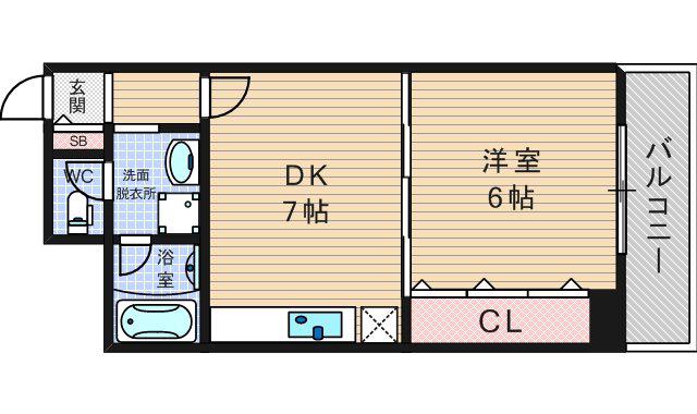 サウスパラジェ(1DK/7階)の間取り写真