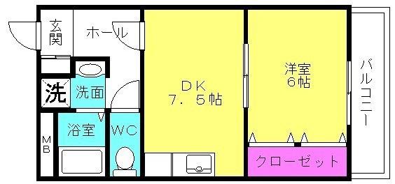 パパノエル(1DK/3階)の間取り写真