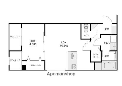 AERASII遊(1LDK/3階)の間取り写真