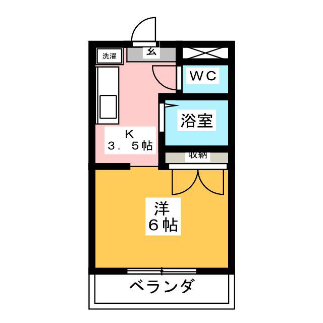 ガーデンヒルズ春日(1K/2階)の間取り写真