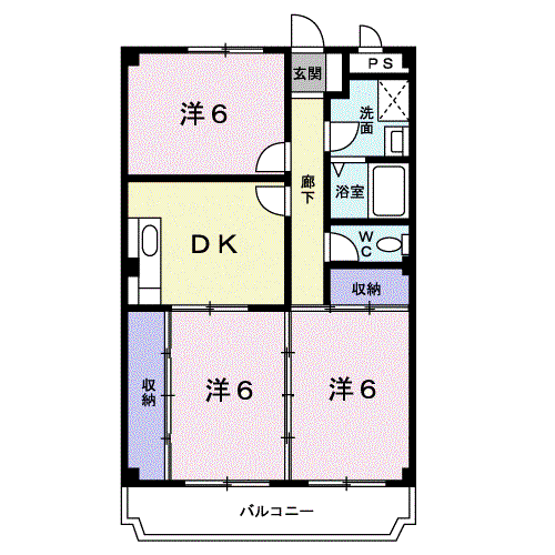 マリッチ淀川(3DK/1階)の間取り写真