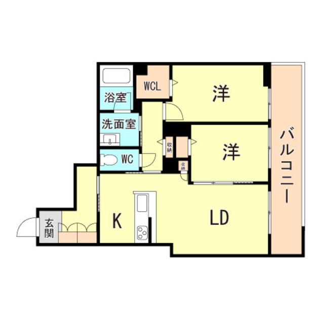 エルキューブ深江(2LDK/2階)の間取り写真