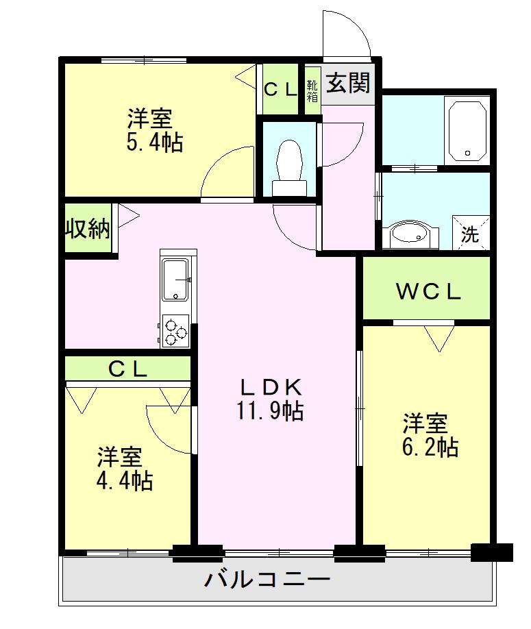 N.VILLAGE光の森西(3LDK/3階)の間取り写真