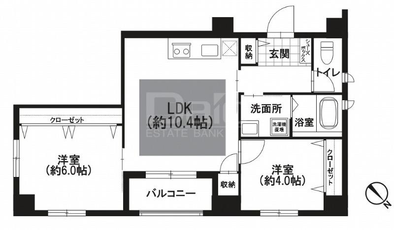 グランノワ福岡(2LDK/2階)の間取り写真
