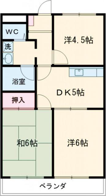 サニーハイツ本郷(3DK/1階)の間取り写真