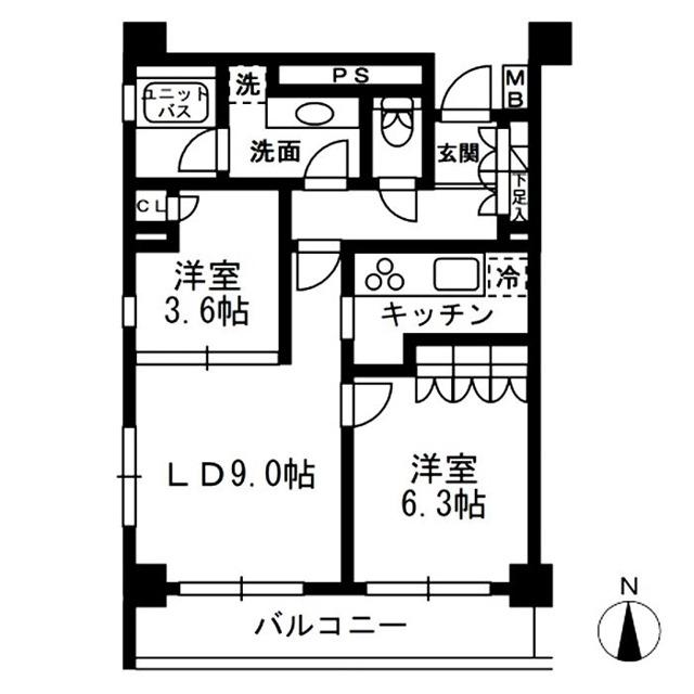 レジディア中落合C  手無 礼無 常時ゴミ出可(2LDK/7階)の間取り写真