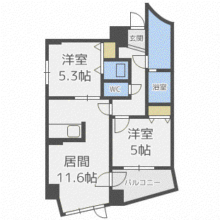 RIOVISTA(2LDK/2階)の間取り写真