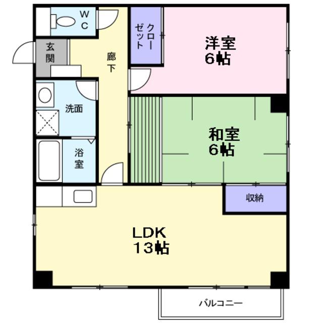 シャルマン上II番館(2LDK/1階)の間取り写真