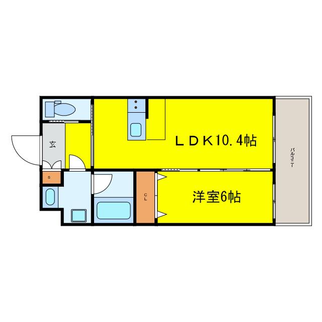 ディームス福島(1LDK/6階)の間取り写真
