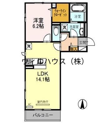 コーラルブルー南花田(1LDK/1階)の間取り写真