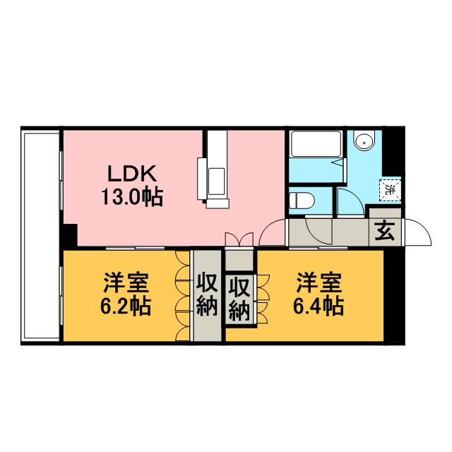 シーサイドヒルズHK-II(2LDK/1階)の間取り写真