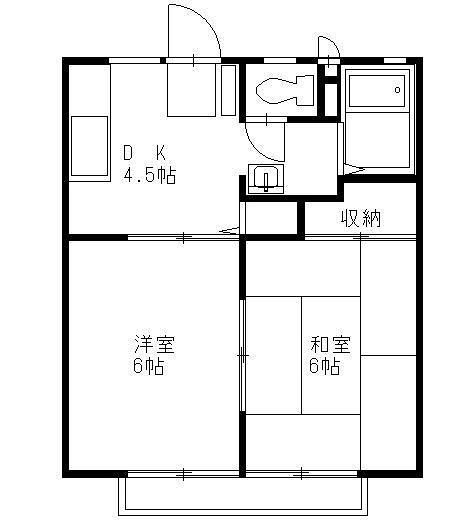 菊地ハイツC(2DK/1階)の間取り写真