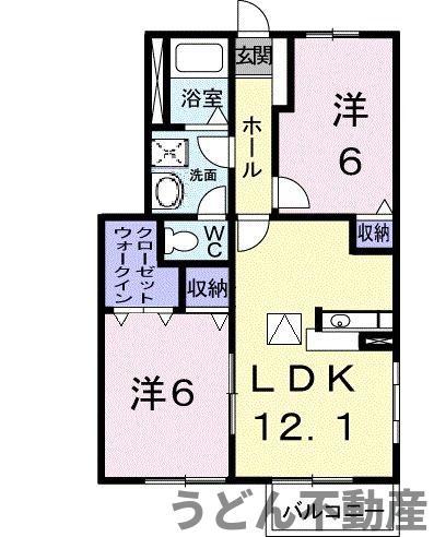 センチュリ-21I(2LDK/1階)の間取り写真