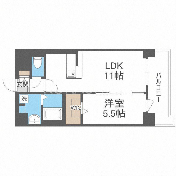 エルグランド吉塚(1LDK/5階)の間取り写真