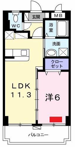 コートドオール パレス(1LDK/5階)の間取り写真