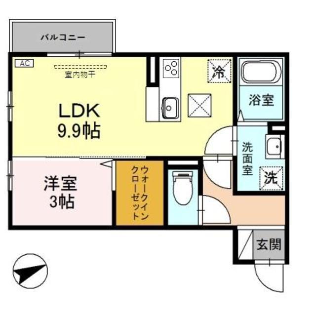光レジデンス B棟(1LDK/1階)の間取り写真