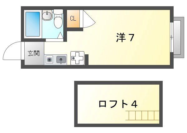 ハイツヴィラ(ワンルーム/2階)の間取り写真