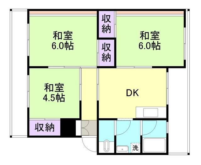 北島中央マンション(3DK/4階)の間取り写真