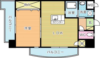 渡邊ビルII(1LDK/5階)の間取り写真