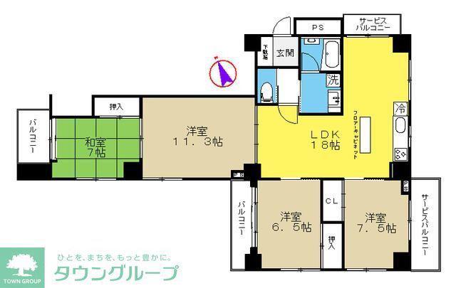 総建メゾン三幸(4LDK/5階)の間取り写真
