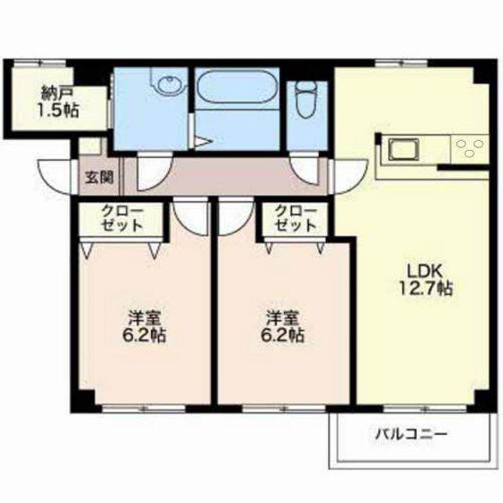 コンフォルト堀川(2LDK/2階)の間取り写真