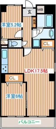 ガーネットヒルズ広瀬町(2LDK/2階)の間取り写真