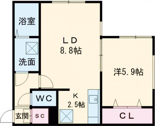 なごみハウス住吉(1LDK/2階)の間取り写真