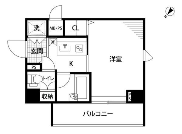 ルーブル目黒(1K/3階)の間取り写真